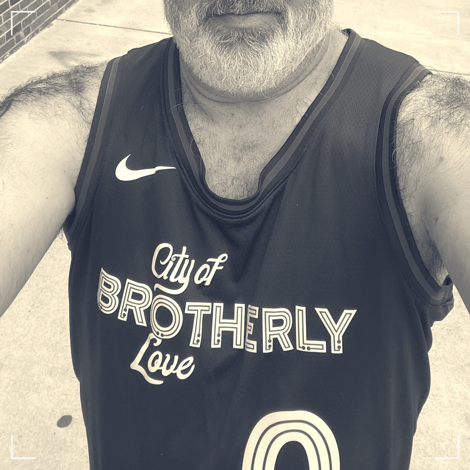 Aaron wears a Tyrese Maxey 2024 City Edition 76ers basketball jersey